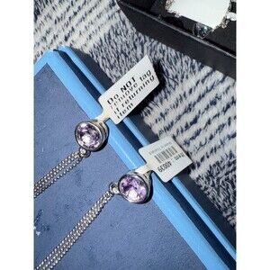 Sterling Silver 925 Amethyst Dangle Drop Earrings Without Teeth